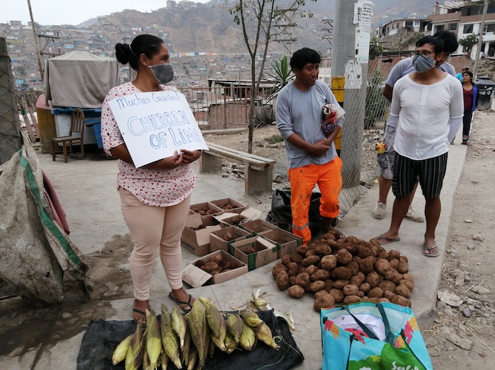 Bringing food to the families